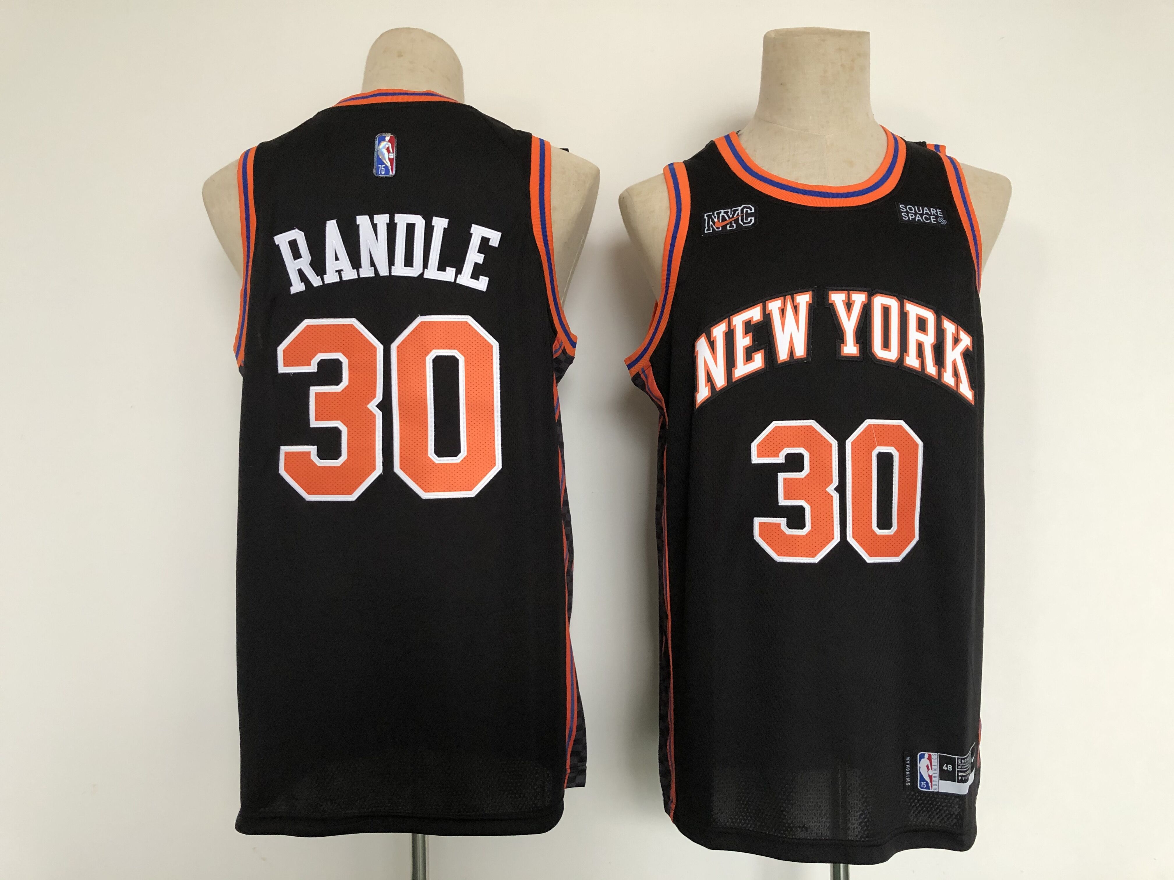 Men New York Knicks #30 Randle Black 2022 City Edition Nike NBA Jersey